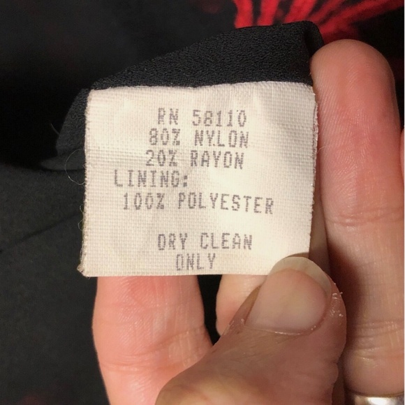 Y2K Francesca Caretti Black Red Floral Embroidered A-Line Midi Cocktail Dress~4~ - Picture 12 of 12